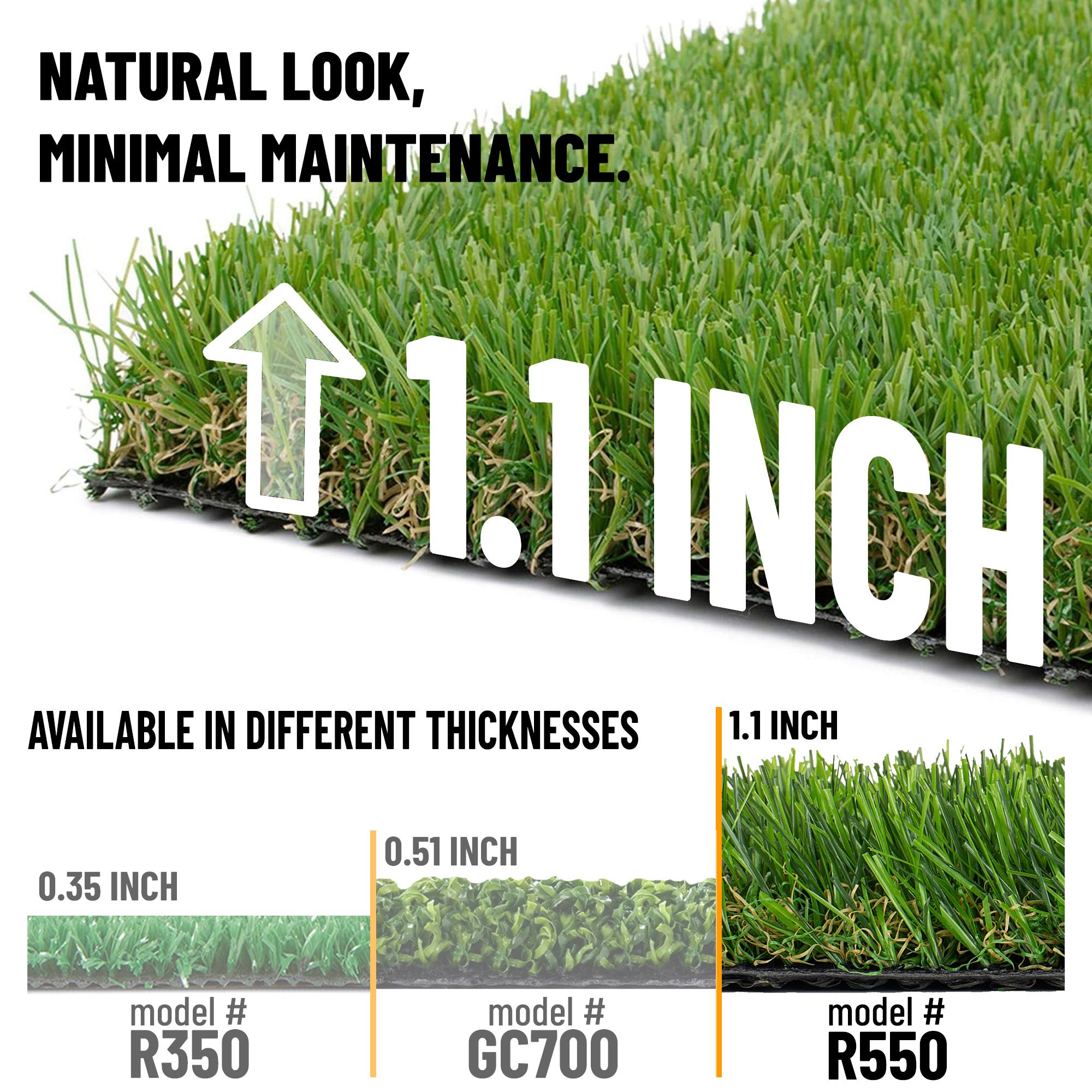 Ottomanson Artificial grass 7x44 Realistic Fake Grass Turf Rug For Patio Lawn Landscape 6.5-ft x 44-ft Artificial Grass
