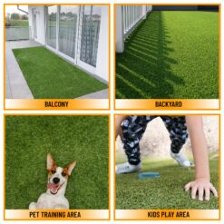 Ottomanson Artificial grass 7x44 Realistic Fake Grass Turf Rug For Patio Lawn Landscape 6.5-ft x 44-ft Artificial Grass