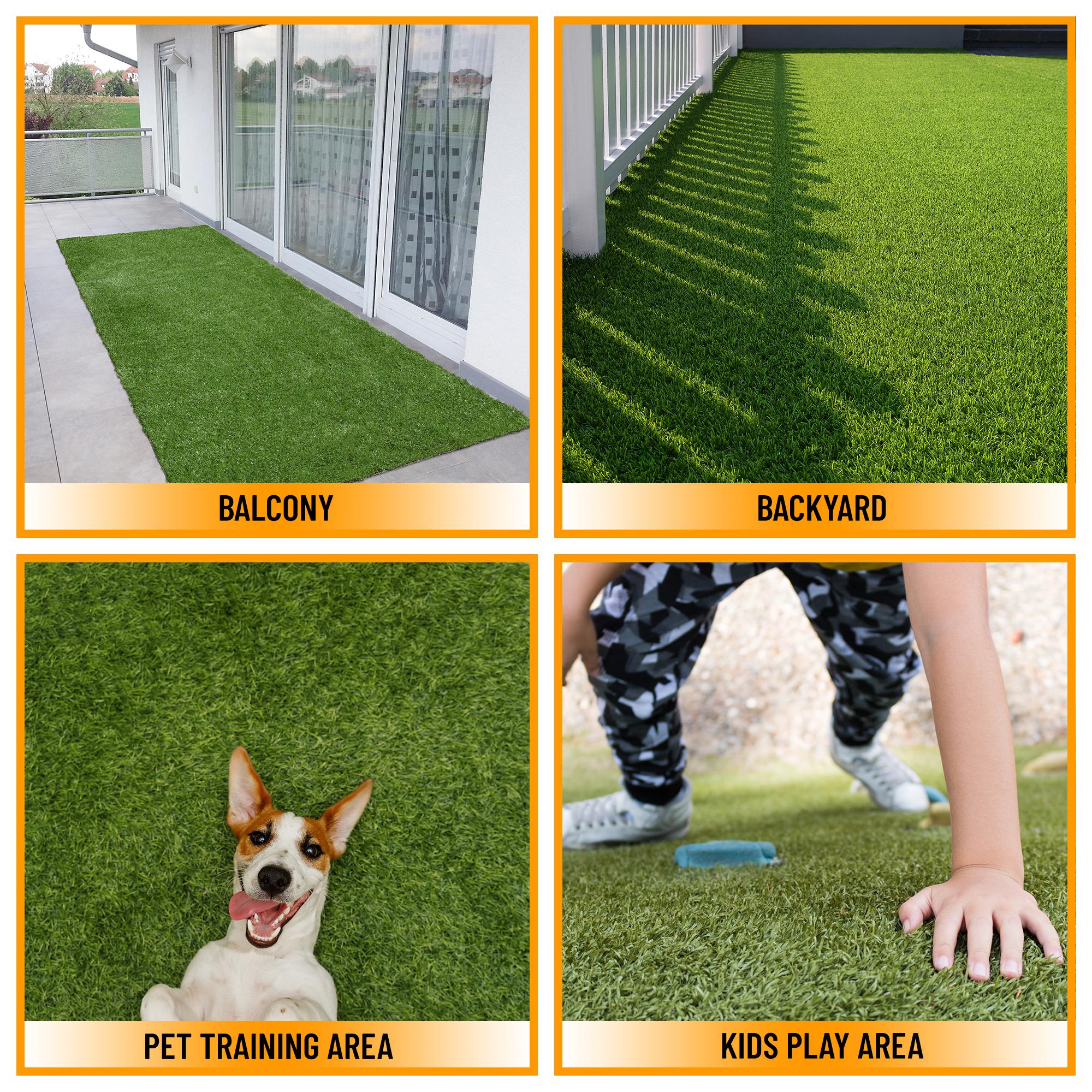 Ottomanson Artificial grass 7x44 Realistic Fake Grass Turf Rug For Patio Lawn Landscape 6.5-ft x 44-ft Artificial Grass