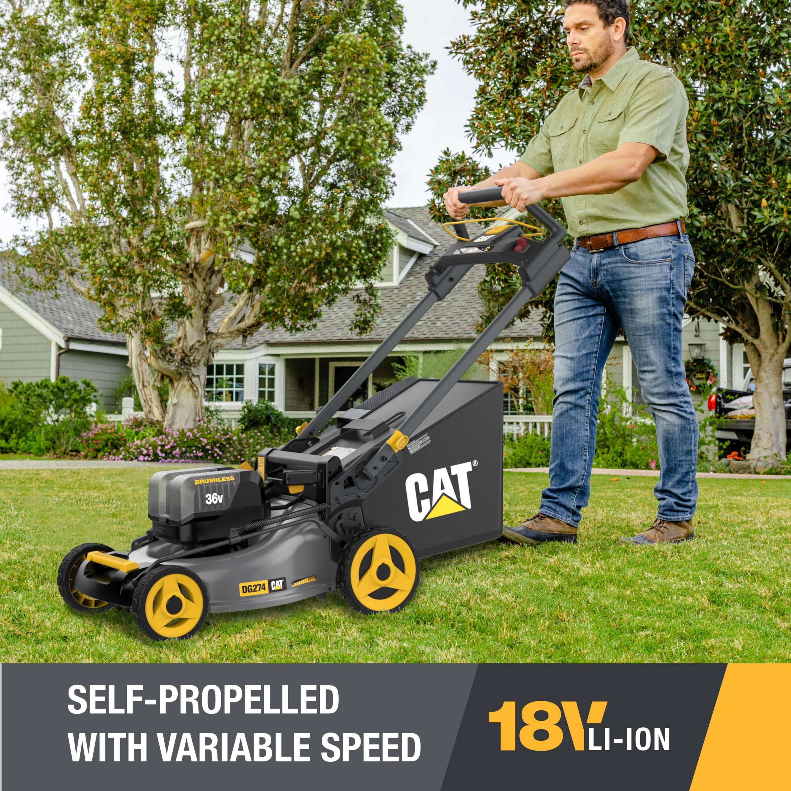 CAT 36-volt, (2 x 18-volt) 8 Ah Batteries 21-in Self Propelled Battery Walk Mower with