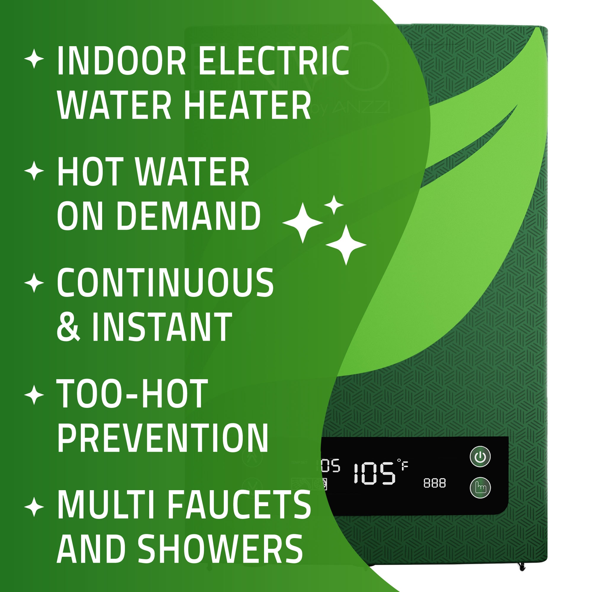ANZZI ENVO 240-Volt 27-kW-kW 4.8-GPM Point Of Use Tankless Electric Water Heater