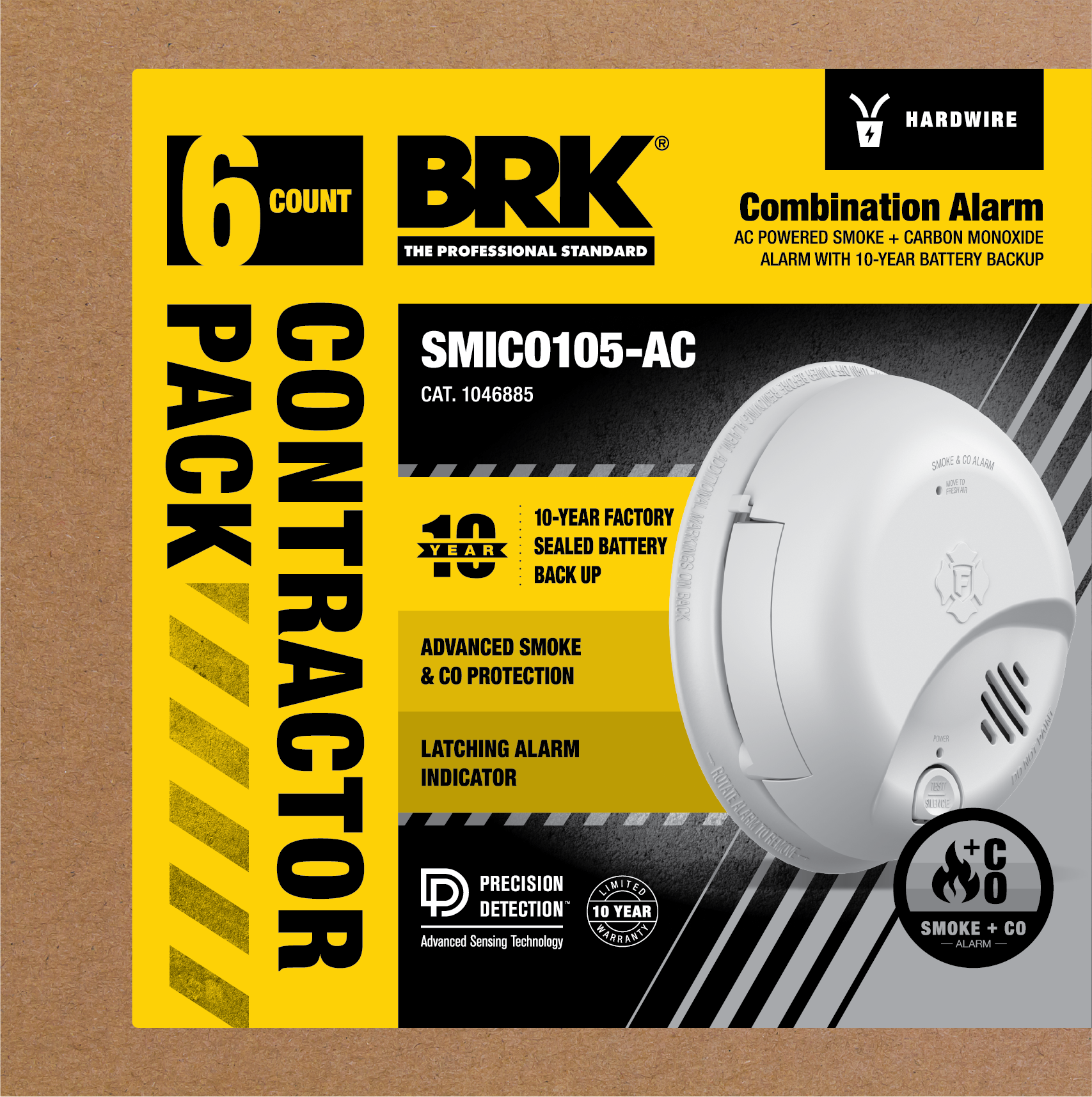 First Alert BRK 10-Year Battery, Hardwired (with Battery Backup) Smart Ionization Combination Smoke and Carbon Monoxide Detector 6 -Pack