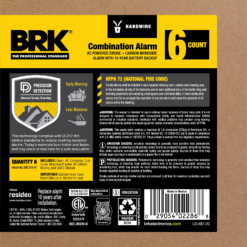 First Alert BRK 10-Year Battery, Hardwired (with Battery Backup) Smart Ionization Combination Smoke and Carbon Monoxide Detector 6 -Pack
