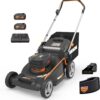 WORX Nitro 40V 21" Cordless Lawn Mower w/Aerodeck & Intellicut, Brushless Electric Mower Up to 1/2 Acre, Push Lawn Mower