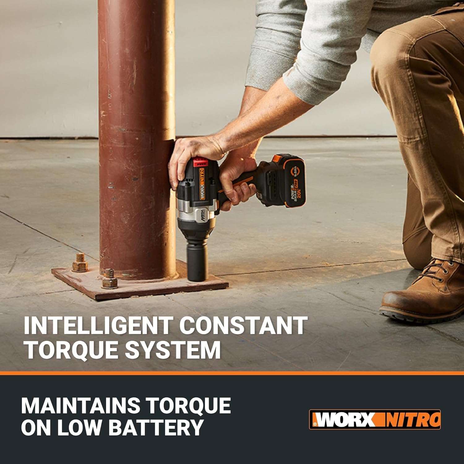 WORX Nitro 20V Brushless High Torque 1/2" Cordless Impact Wrench 1400 FT/LBS, Battery Impact Wrench