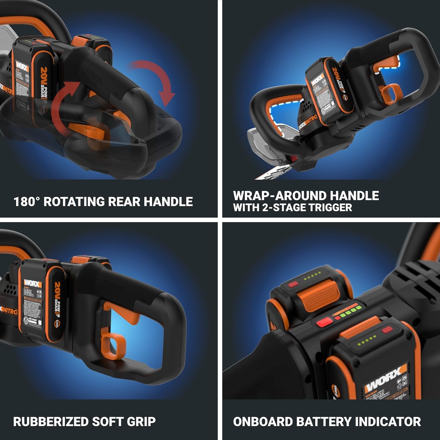 WORX Nitro WG286 24" 40V Cordless Hedge Trimmer, Electric Hedge Trimmer