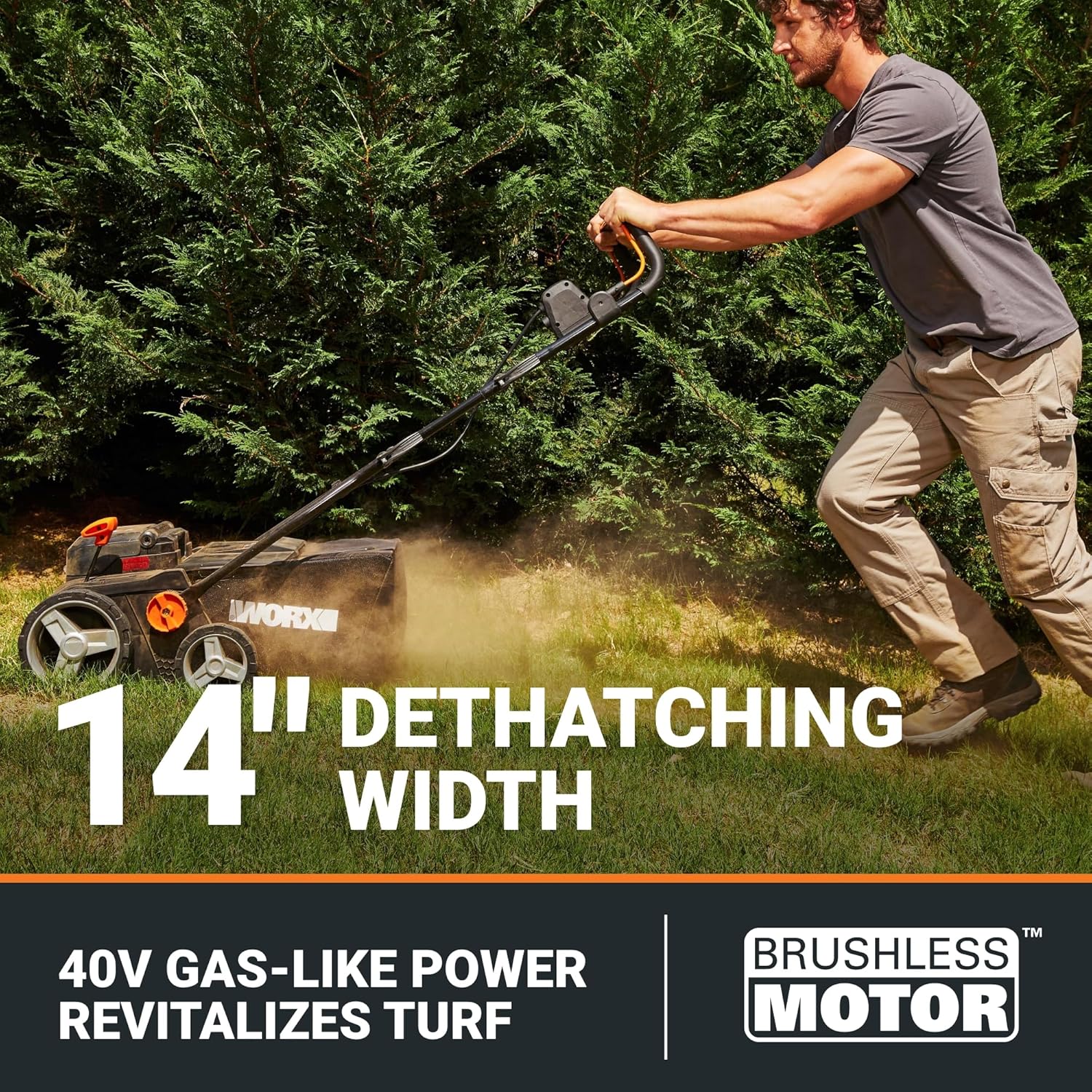 Worx Nitro 40V Cordless 14" Lawn Dethatcher w/ Brushless Motor - 2 Batteries & Charger Included