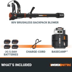 WORX Nitro WG572 80V Cordless Leaf Blower, Backpack Blower with 800CFM & 150MPH, Electric Blower