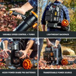 WORX Nitro WG572 80V Cordless Leaf Blower, Backpack Blower with 800CFM & 150MPH, Electric Blower