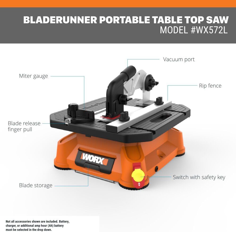 Worx WX572L 5.5 Amp BladeRunner Portable Electric Table Top Saw