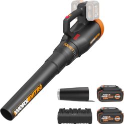 WORX Nitro WG581.1 40V Cordless Leaf Blower, Quiet Electric Blower for Lawn Care with 530CFM & 180MPH, 2 Batteries & Charger Included