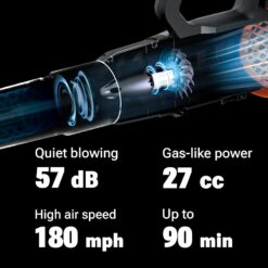 WORX Nitro WG581.1 40V Cordless Leaf Blower, Quiet Electric Blower for Lawn Care with 530CFM & 180MPH, 2 Batteries & Charger Included
