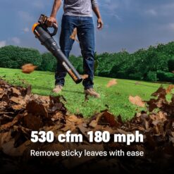WORX Nitro WG581.1 40V Cordless Leaf Blower, Quiet Electric Blower for Lawn Care with 530CFM & 180MPH, 2 Batteries & Charger Included