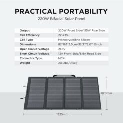 EcoFlow DELTA 2 with 220W SP 1800 -Watts Portable Power Station 1 Solar Panels Included