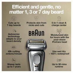Braun Series 9 Pro 9487cc Electric Razor for Men, Wet & Dry, Rechargeable, Electric Shaver