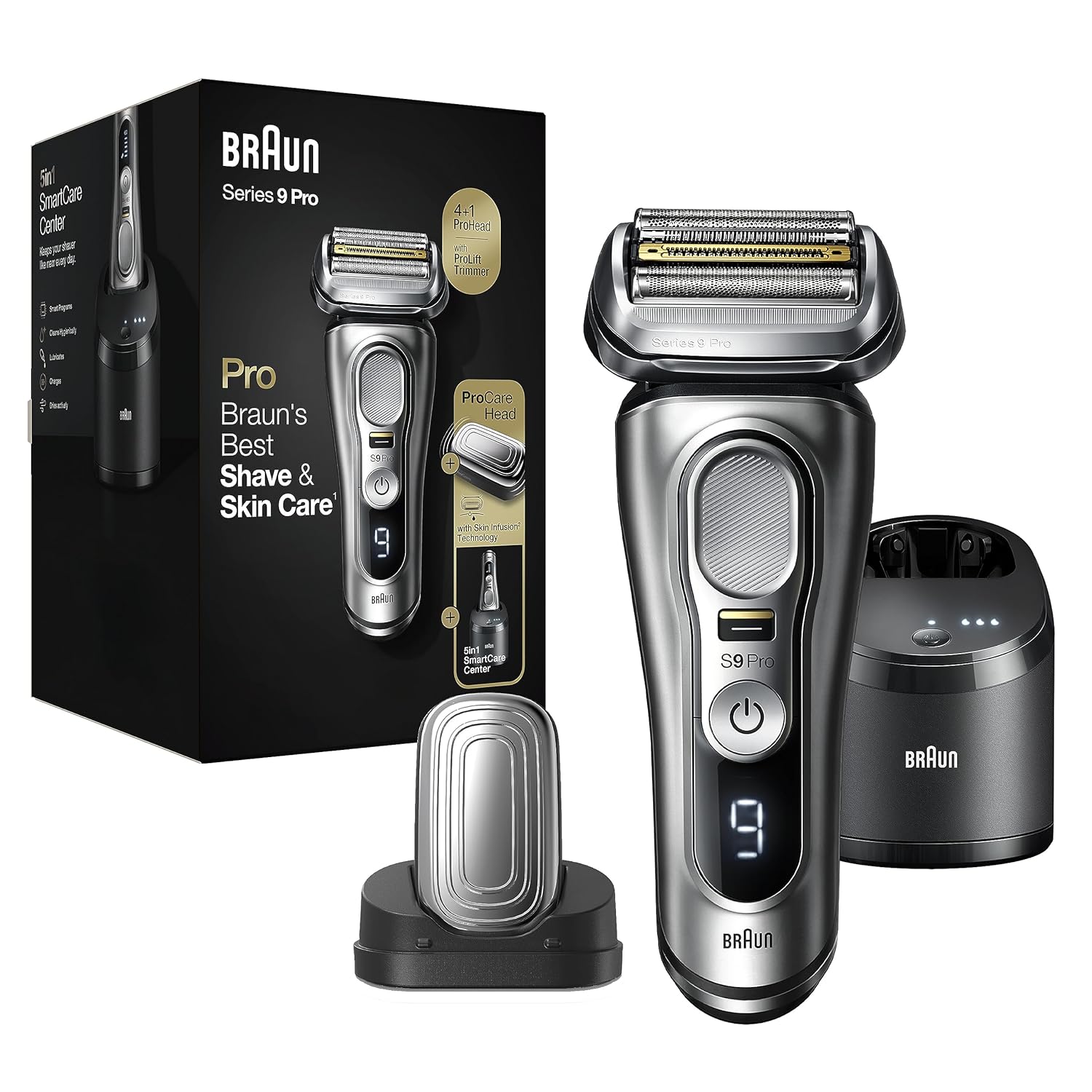Braun Series 9 Pro 9487cc Electric Razor for Men, Wet & Dry, Rechargeable, Electric Shaver