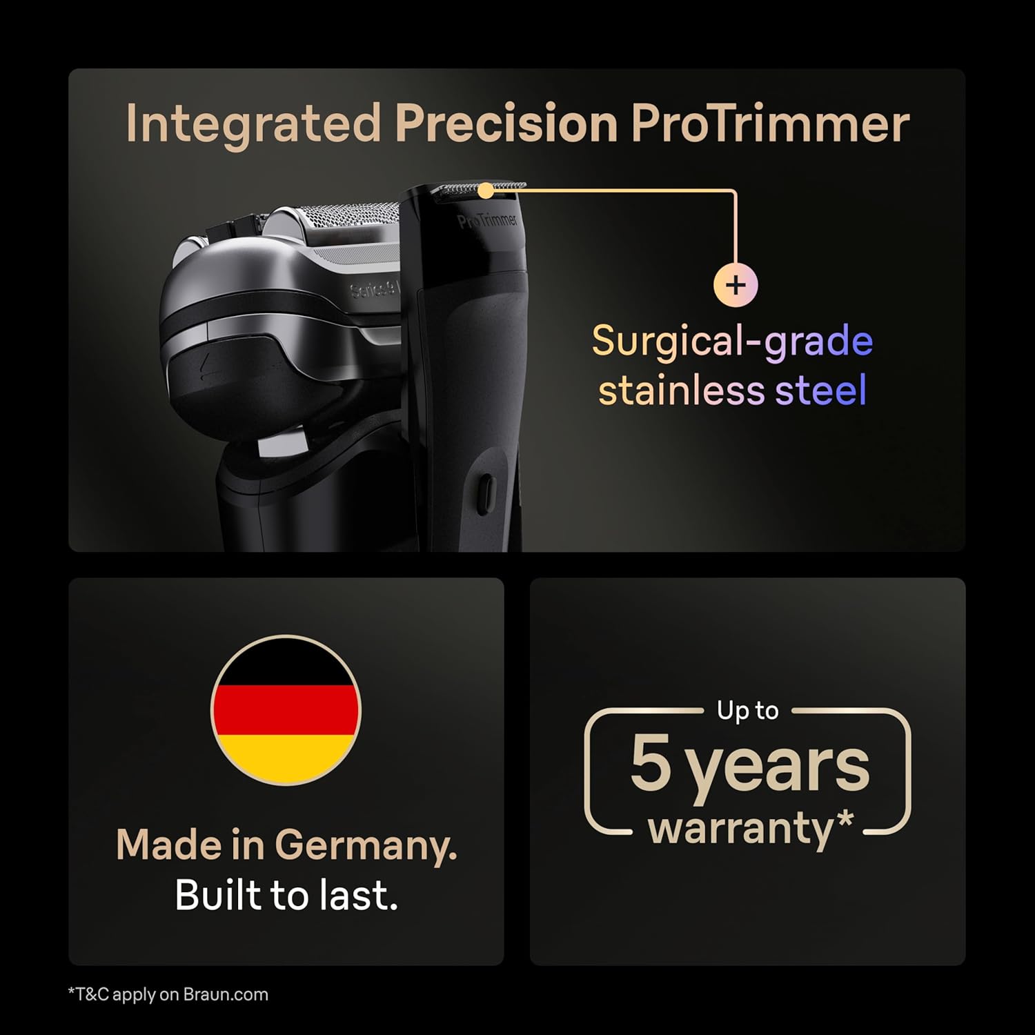 Braun Series 9 PRO+ Electric Shaver, Pro SensoAdapt, 6in1 SmartCare Center, 9660CCPS, Black