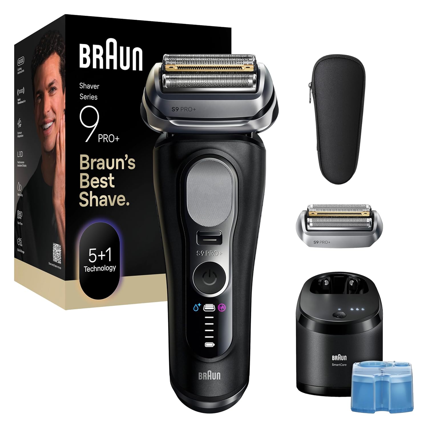 Braun Series 9 PRO+ Electric Shaver, Pro SensoAdapt, 6in1 SmartCare Center, 9660CCPS, Black