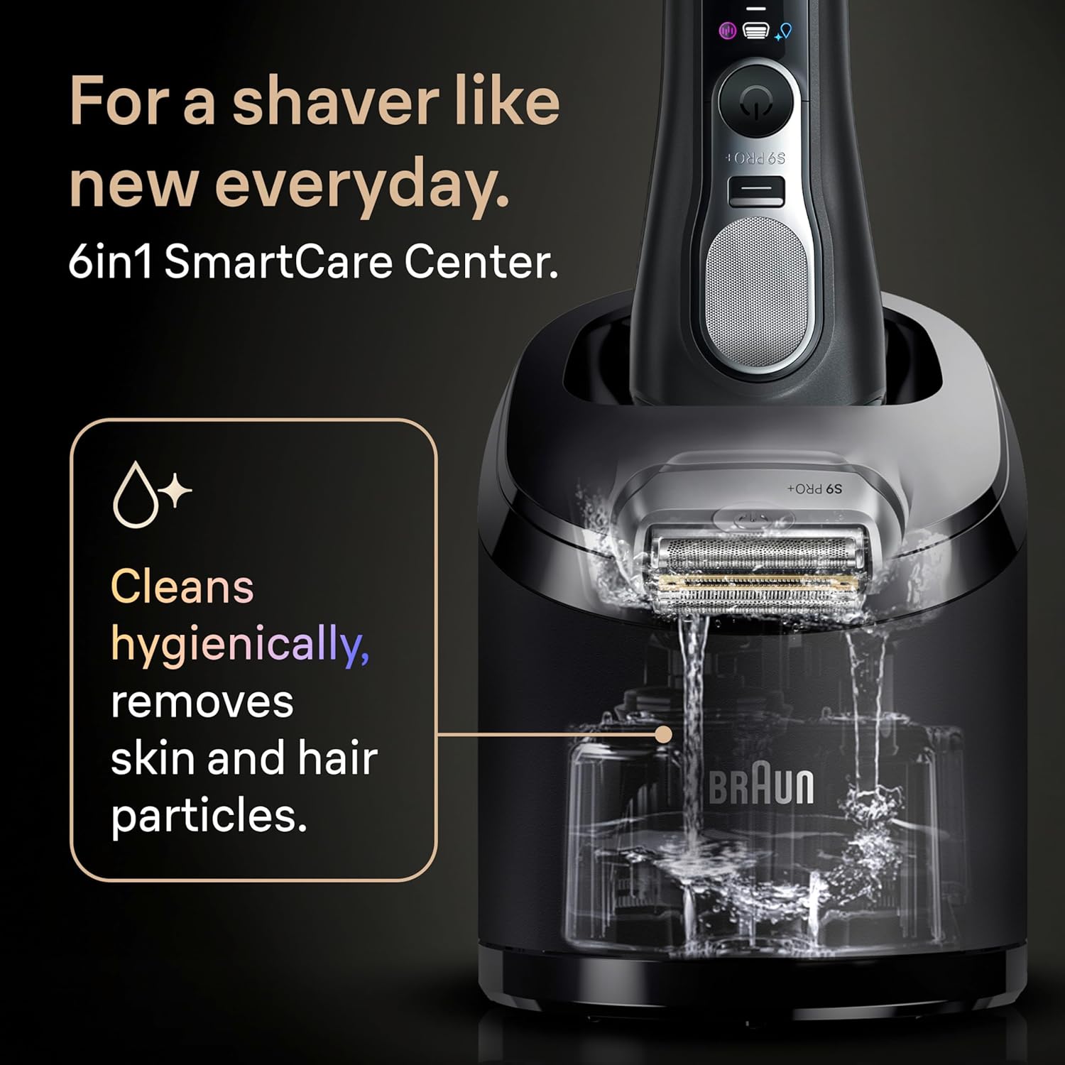 Braun Series 9 PRO+ Electric Shaver, Pro SensoAdapt, 6in1 SmartCare Center, 9660CCPS, Black