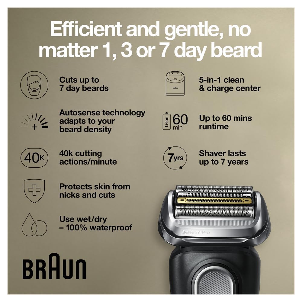 Braun Electric Razor,Waterproof Foil Shaver for Men,Series 9 Pro 9460cc