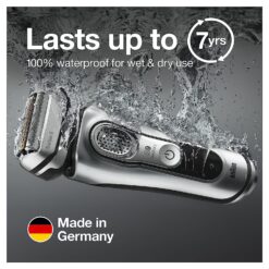 Braun Electric Razor for Men, Waterproof Foil Shaver, Series 9 9390cc, Wet & Dry Shave, with Pop-Up Beard Trimmer, Silver