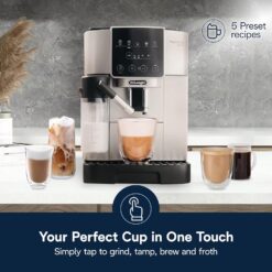 De'Longhi Magnifica Start Automatic Espresso Machine with Auto Milk Frother & Built in Grinder, Start Silver