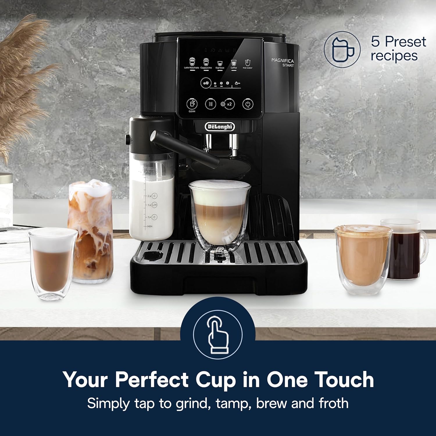 De'Longhi Magnifica Start Automatic Espresso Machine with Auto Milk Frother & Built in Grinder