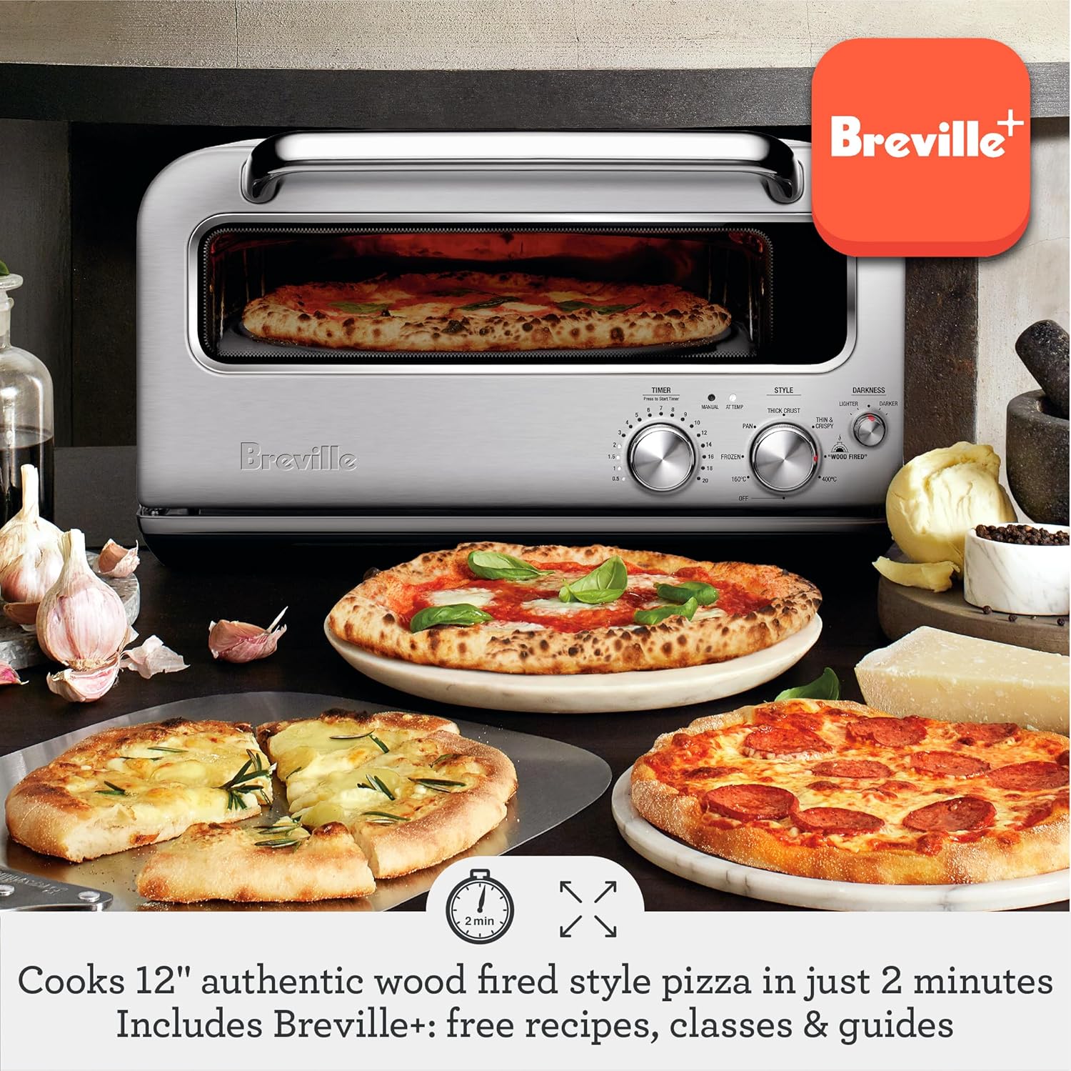 Breville BPZ820BSS Smart Oven Pizzaiolo Countertop Pizza Maker, Brushed Stainless Steel