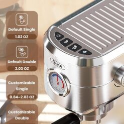 Gevi Commercial Espresso and Coffee Makers, Professional 20 Bar Espresso Maker, Sterling Silver