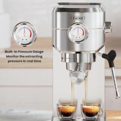 Gevi Commercial Espresso and Coffee Makers, Professional 20 Bar Espresso Maker, Sterling Silver