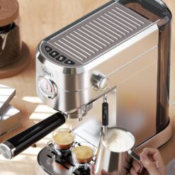Gevi Commercial Espresso and Coffee Makers, Professional 20 Bar Espresso Maker, Sterling Silver