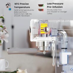 Gevi Commercial Espresso and Coffee Makers, Professional Espresso Maker Latte Machine, Beige