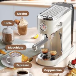 Gevi Commercial Espresso and Coffee Makers, Professional Espresso Maker Latte Machine, Beige