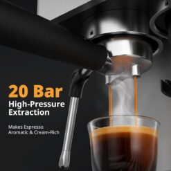 AIRMSEN Espresso Machines with Burr Grinder, 20 Bar, Milk Frother Steam Wand, Stainless Steel Coffee Maker