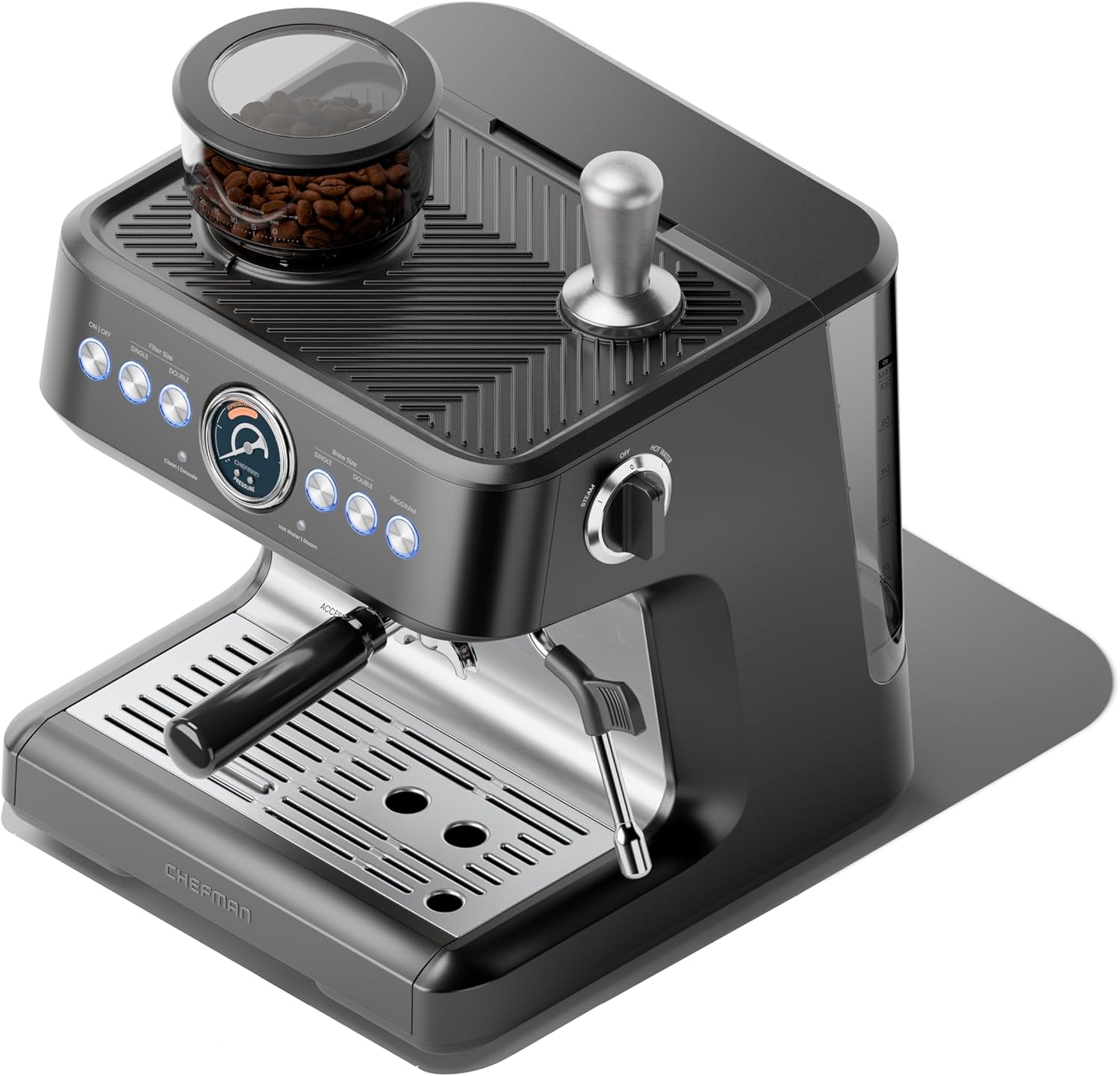 Chefman Crema Deluxe Espresso Machine with Double Boiler, Use Milk Frother and Brew Espresso Simultaneously