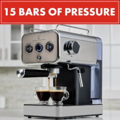 Emeril Lagasse Semi-Automatic 15-Bar Pro Espresso Machine with Milk Frother Steam Wand, Stainless Steel Finish