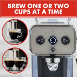 Emeril Lagasse Semi-Automatic 15-Bar Pro Espresso Machine with Milk Frother Steam Wand, Stainless Steel Finish