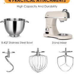 ZACME 8.4QT Commercial Stand Mixer 800W, Dough Hook, Whisk and Beater
