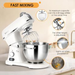 ZACME 8.4QT Commercial Stand Mixer 800W, Dough Hook, Whisk and Beater, Porcelain