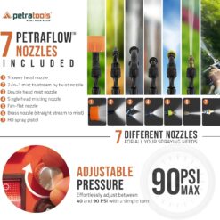 PetraTools Battery Backpack Sprayer with Custom Fitted Cart and 100 Foot Commercial Hose, 2 Hoses Included (HD5000 6.5-Gallon with Reel Cart)