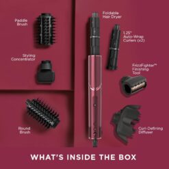 Shark FlexStyle Air Styling & Drying System, Powerful Hair Dryer Brush & Multi-Styler, Black Cherry, HD457CR