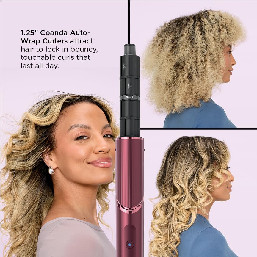 Shark FlexStyle Air Styling & Drying System, Powerful Hair Dryer Brush & Multi-Styler, Black Cherry, HD457CR