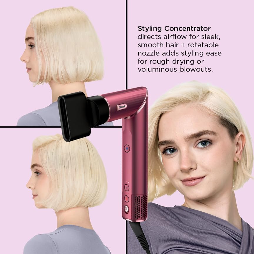 Shark FlexStyle Air Styling & Drying System, Powerful Hair Dryer Brush & Multi-Styler, Black Cherry, HD457CR