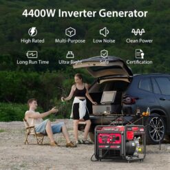 PowerSmart 4400-Watt Portable Inverter Generator, PowerSmart Gas Powered, CO-Sensor, Lightweight & Quiet