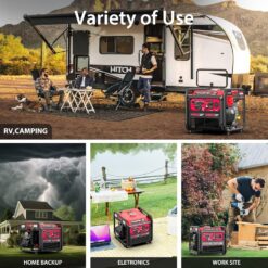PowerSmart 4400-Watt Portable Inverter Generator, PowerSmart Gas Powered, CO-Sensor, Lightweight & Quiet