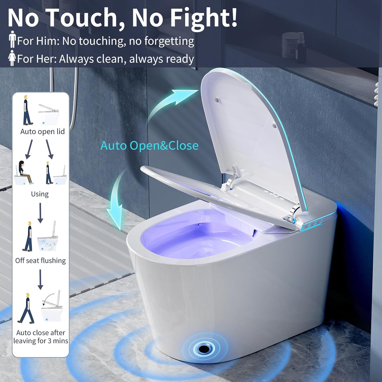 Vipbear Smart Toilet with Bidet Built in, Bidet Toilet with Heated Seat and Night Light