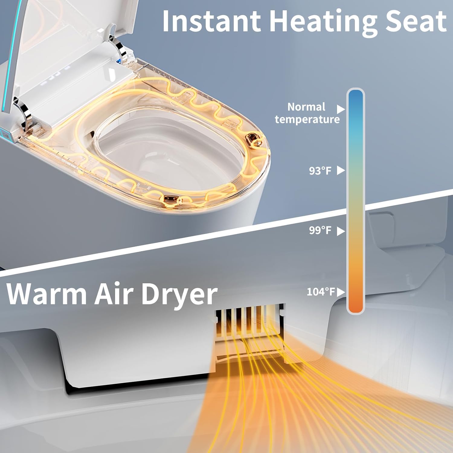 Vipbear Smart Toilet with Bidet Built in, Bidet Toilet with Heated Seat and Night Light