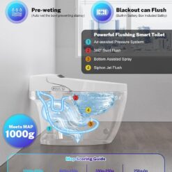 Vipbear Smart Toilet with Heated Seat and Night Light, Tankless Toilets for Bathroom