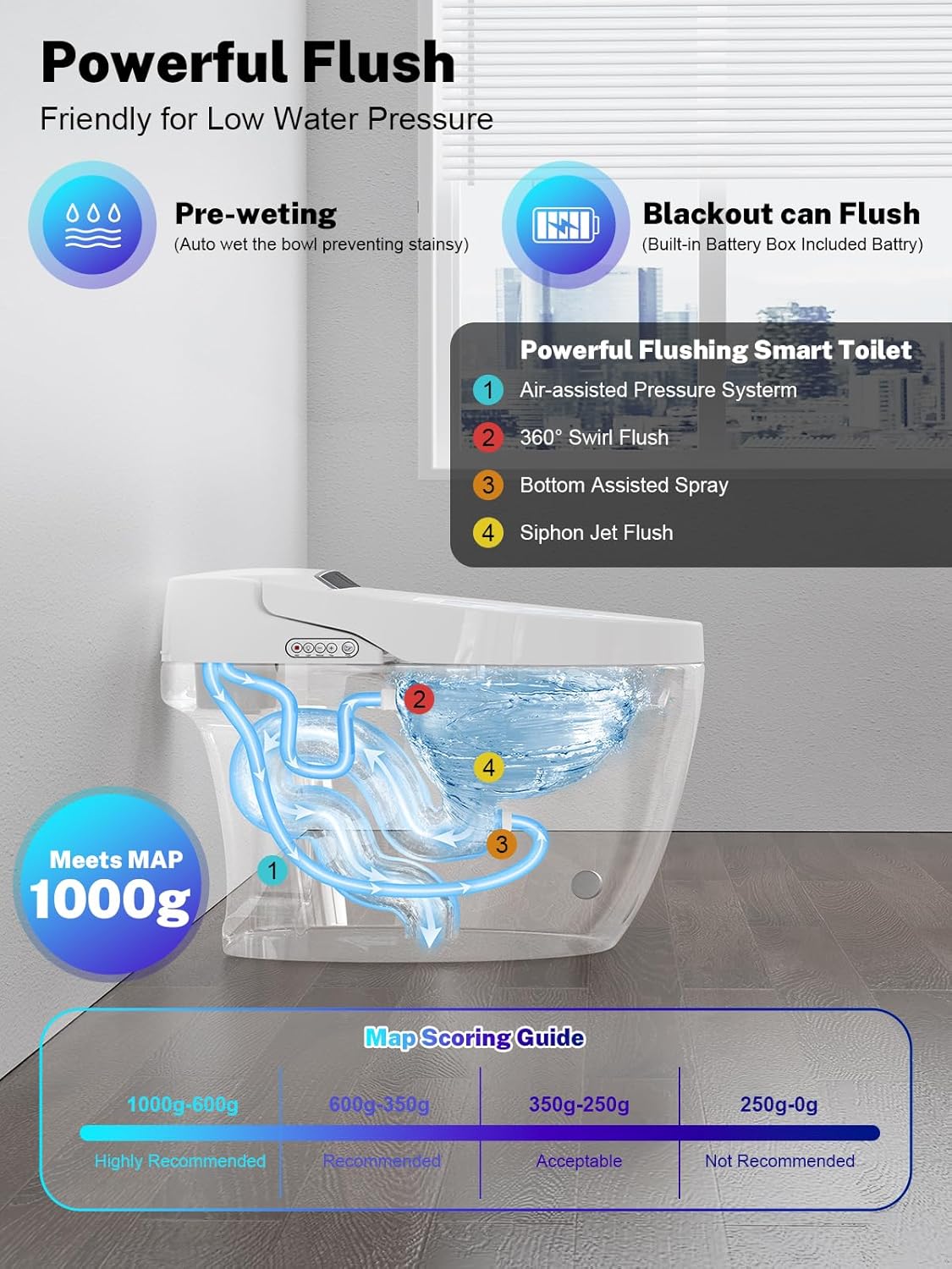 Vipbear Smart Toilet with Heated Seat and Night Light, Tankless Toilets for Bathroom