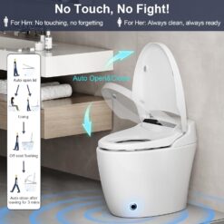 Vipbear Smart Toilet with Heated Seat and Night Light, Tankless Toilets for Bathroom